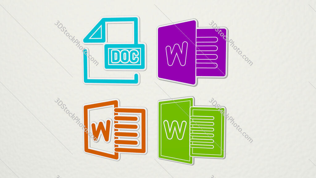 word colorful set of icons