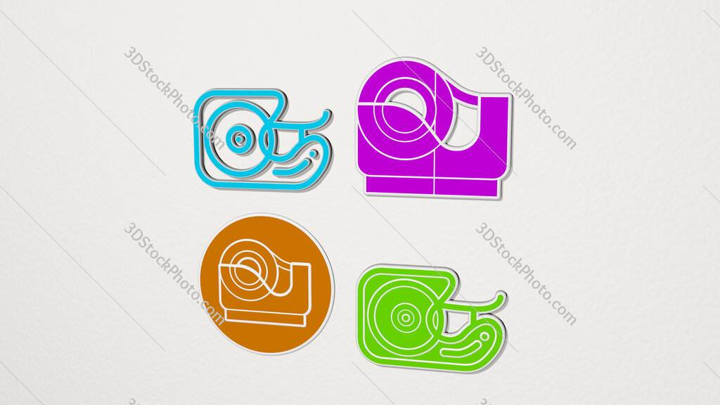 adhesive colorful set of icons