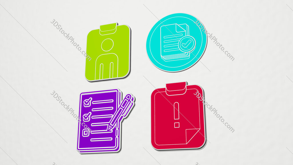 assignment colorful set of icons