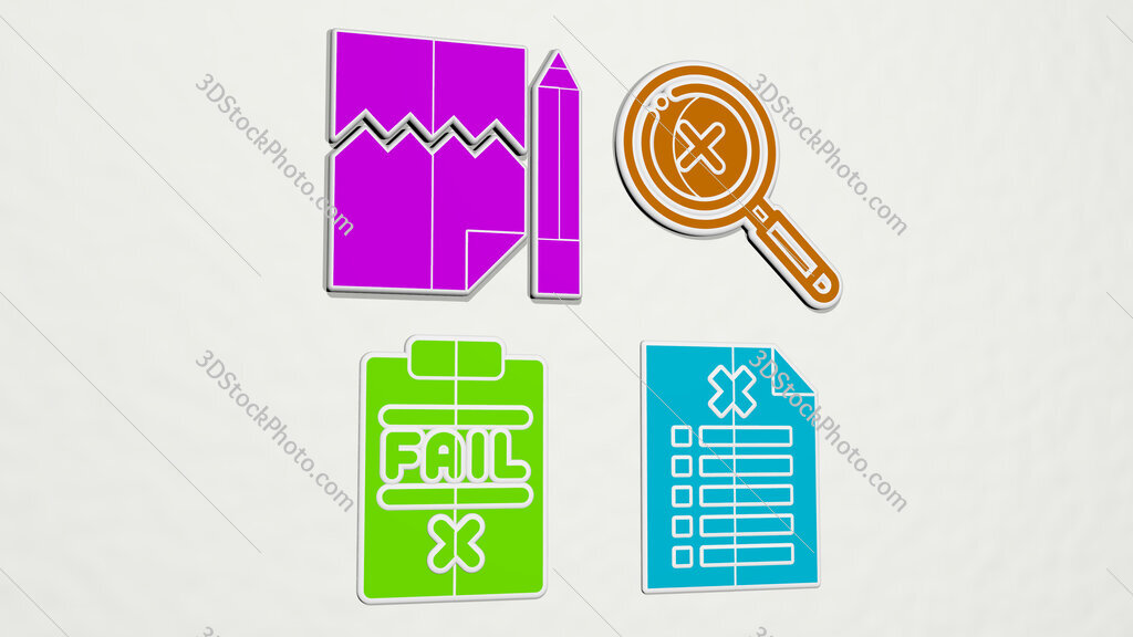 fail colorful set of icons