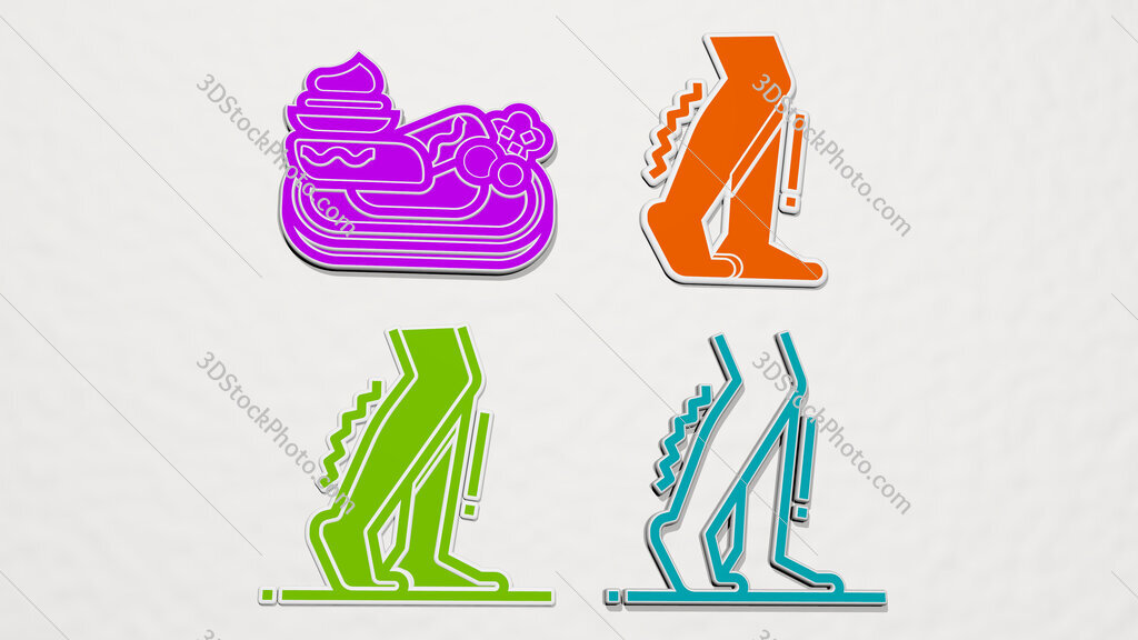cramp colorful set of icons