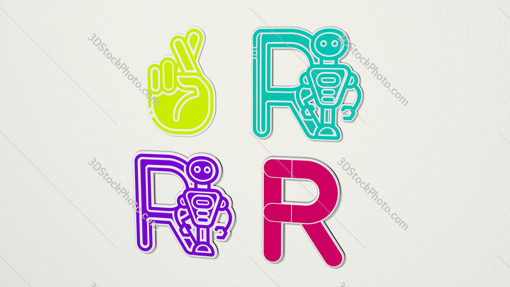 letter-r colorful set of icons