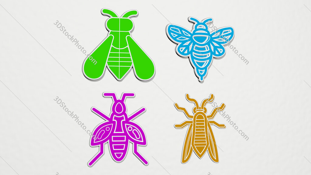 wasp colorful set of icons