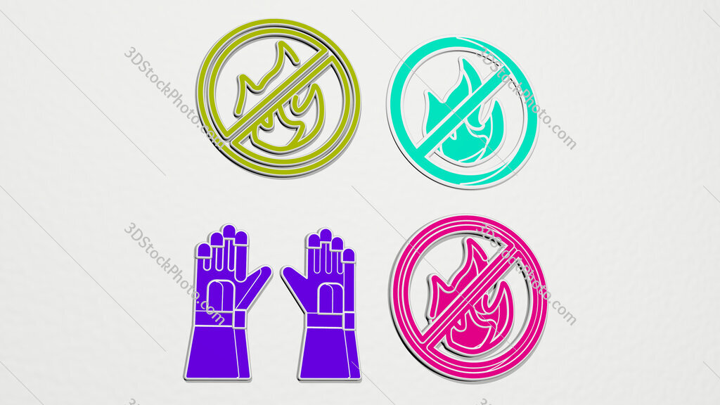 fireproof colorful set of icons