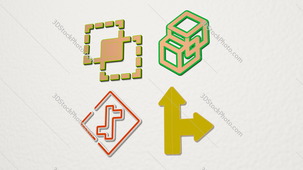 intersection 4 icons set