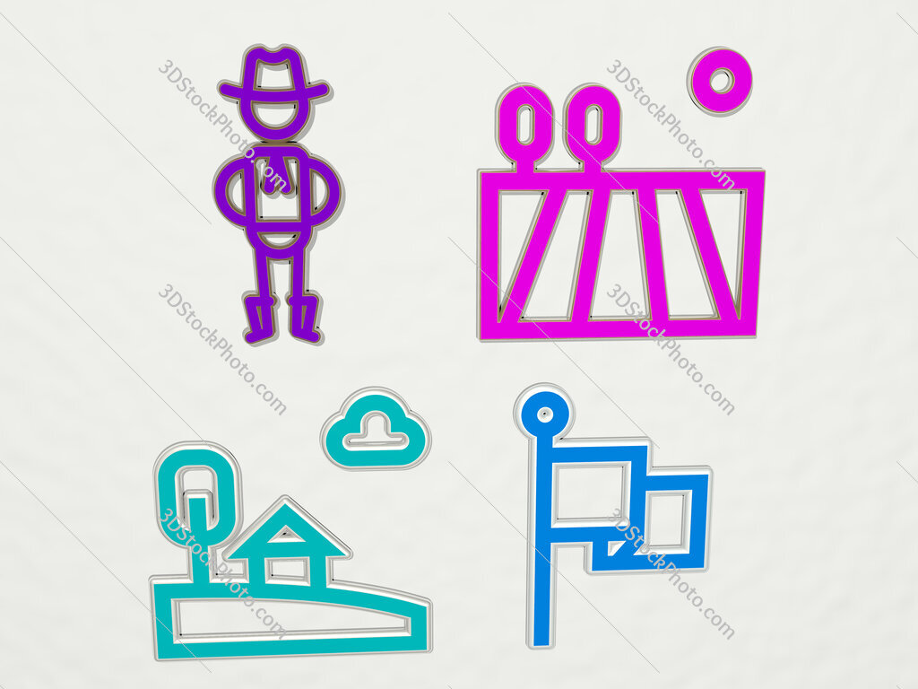 country 4 icons set