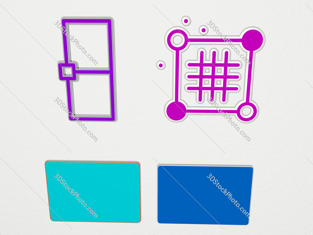 rectangle 4 icons set