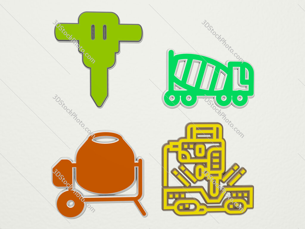 concrete 4 icons set