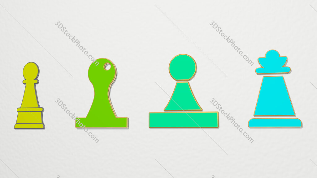 chess-pawn 4 icons set