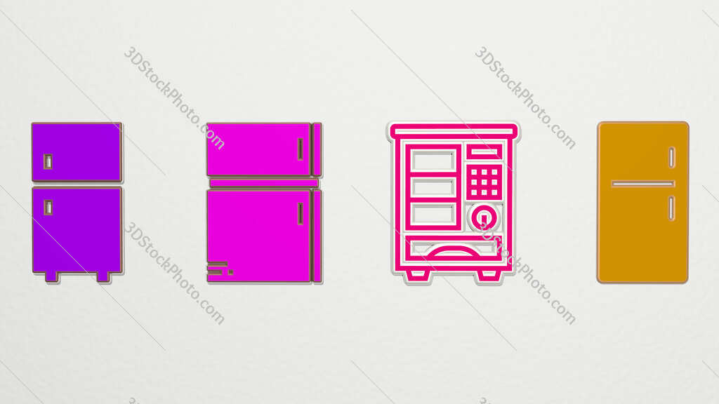 refrigerator 4 icons set