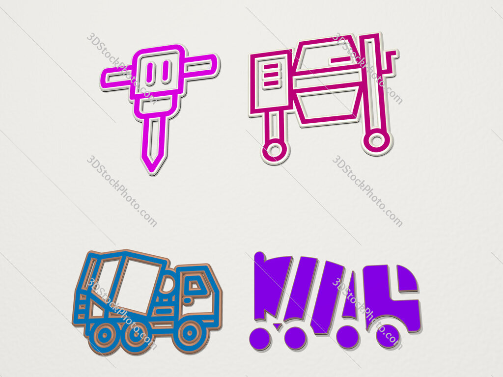 concrete 4 icons set