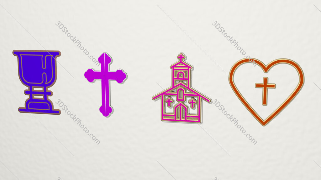 christian 4 icons set