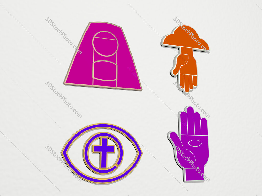 christianity 4 icons set