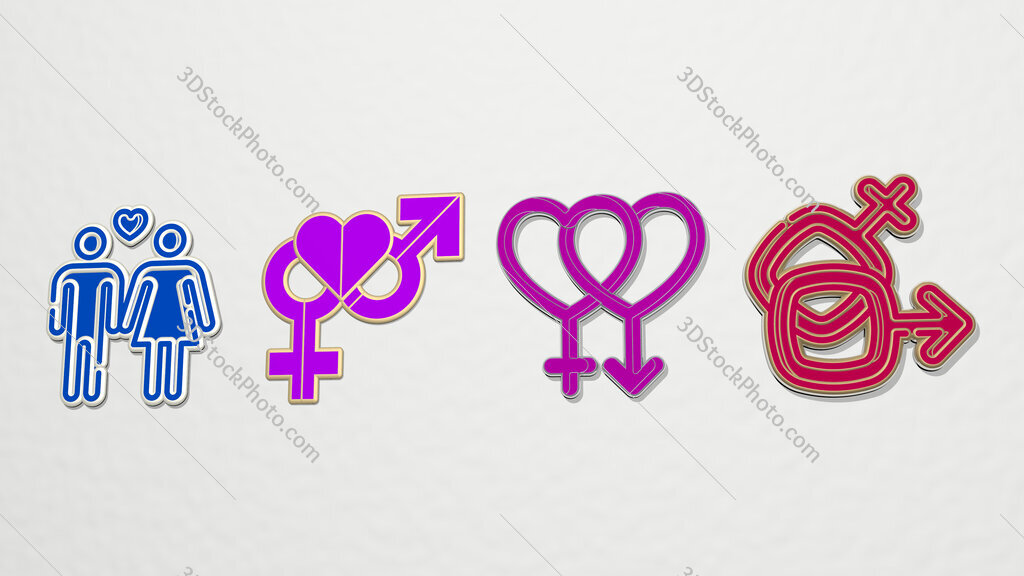 heterosexual 4 icons set
