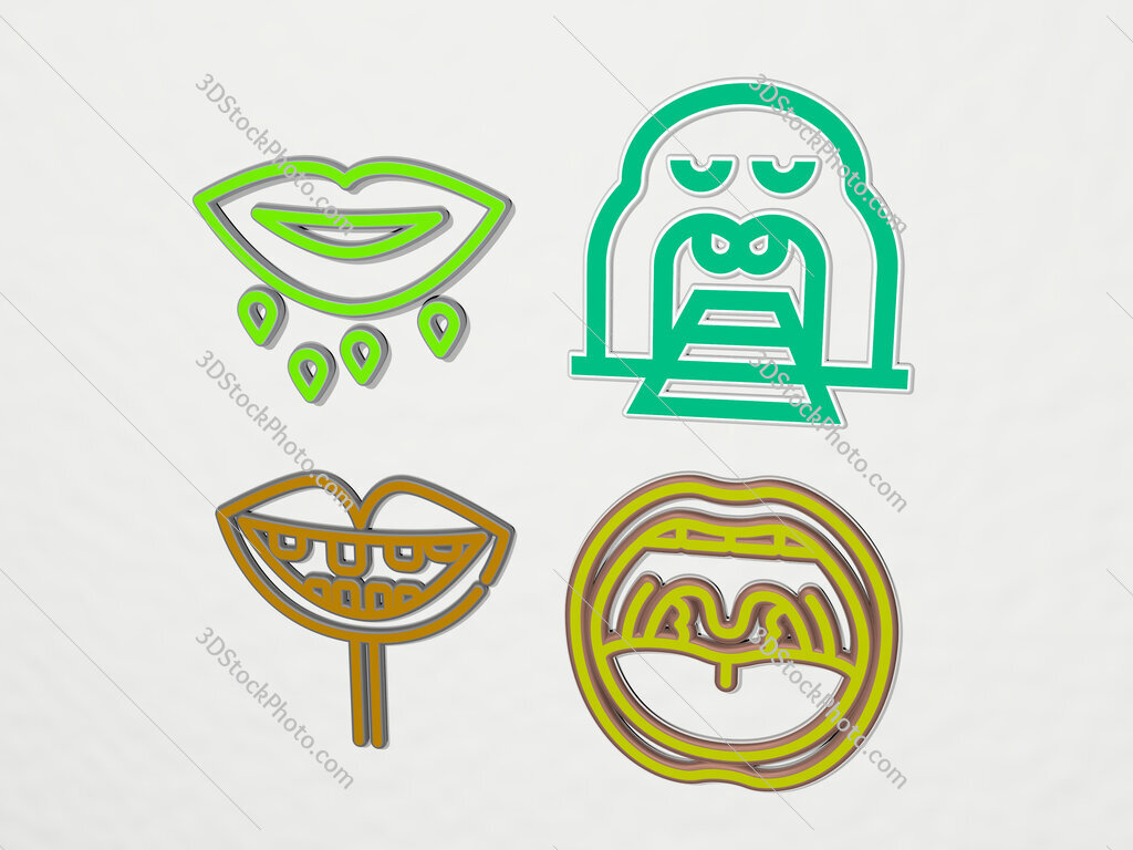 mouth 4 icons set