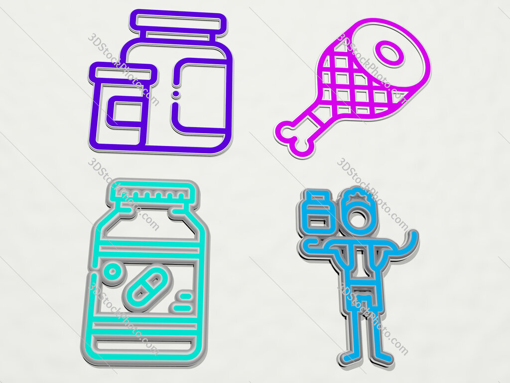 nutrition 4 icons set