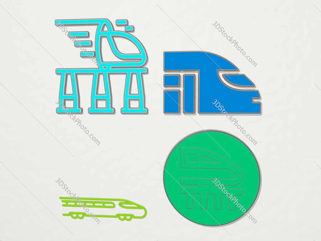 high-speed-train 4 icons set