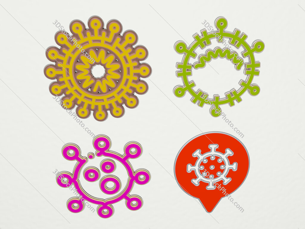 coronavirus 4 icons set