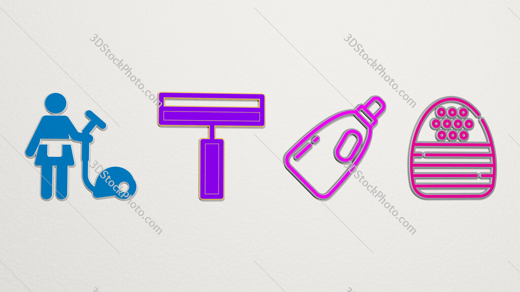 cleaner 4 icons set