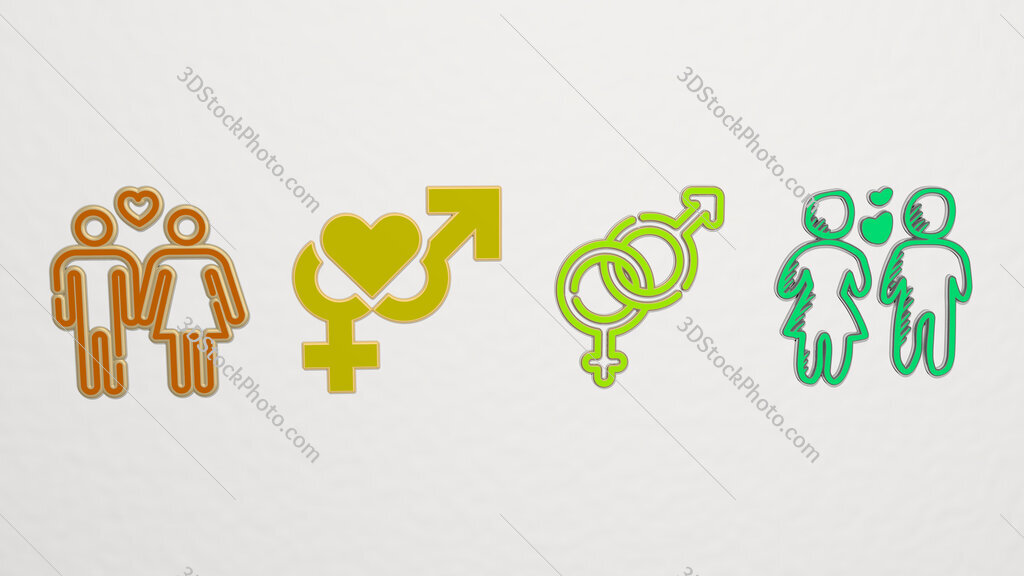heterosexual 4 icons set