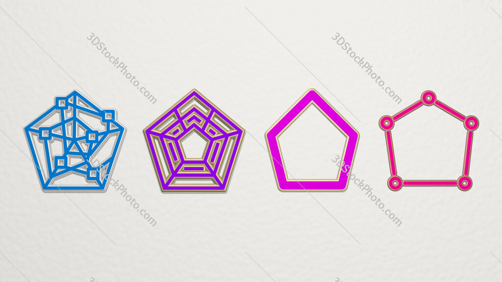 pentagon 4 icons set