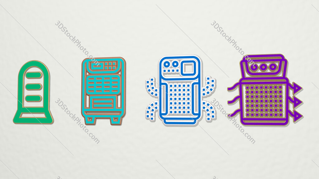 air-purifier 4 icons set