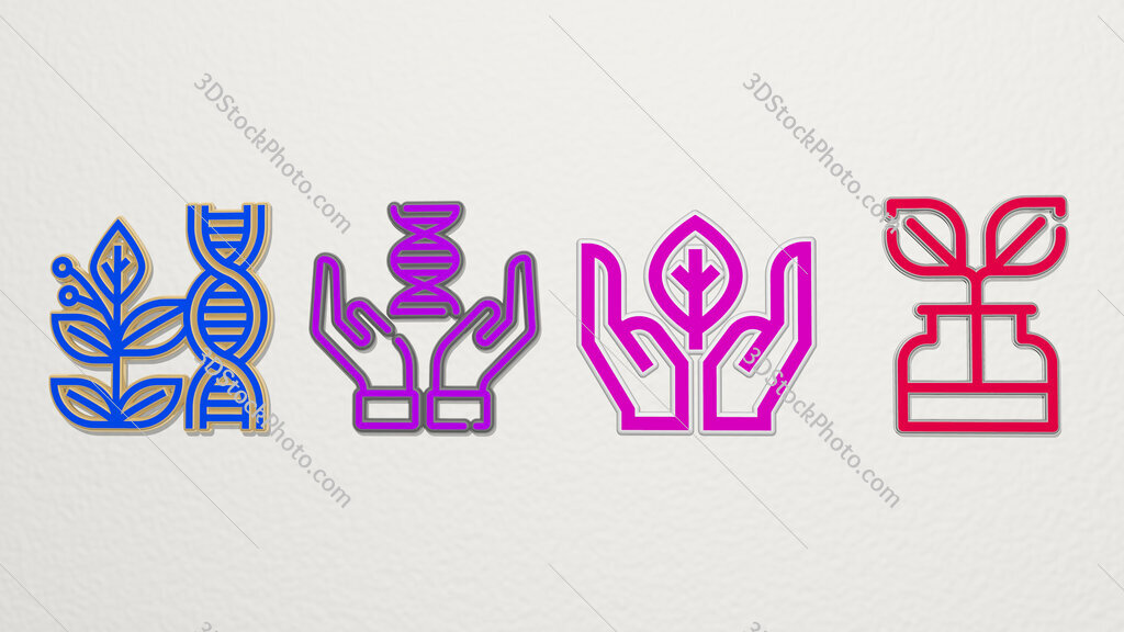 biology 4 icons set