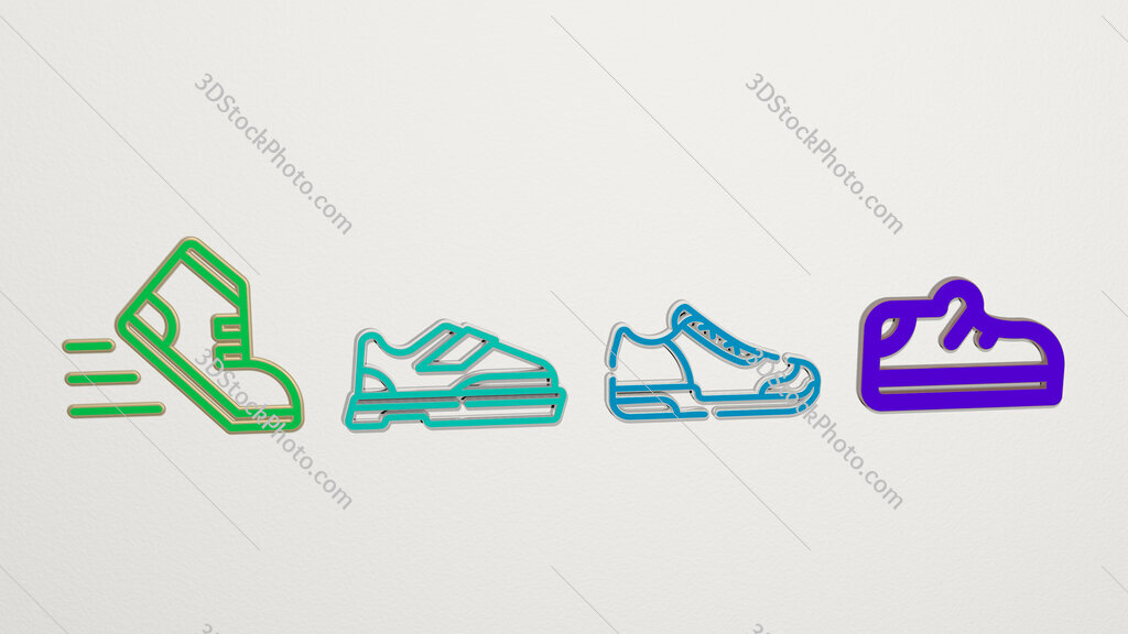 running-shoe 4 icons set