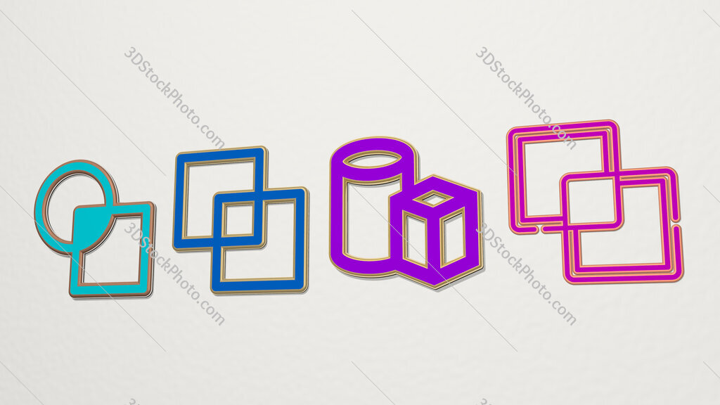 intersect 4 icons set