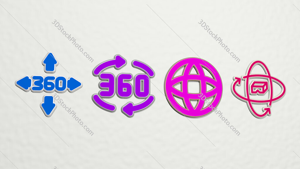 360-degrees 4 icons set