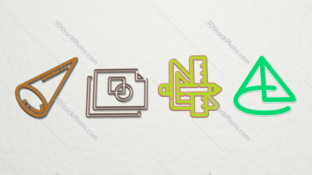 geometry 4 icons set