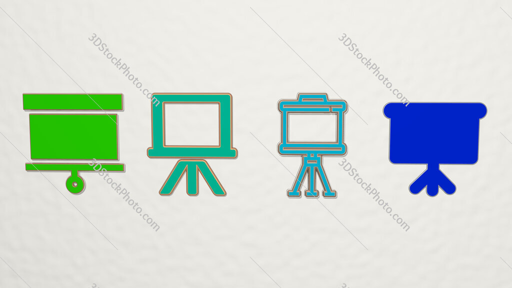 projection-screen 4 icons set