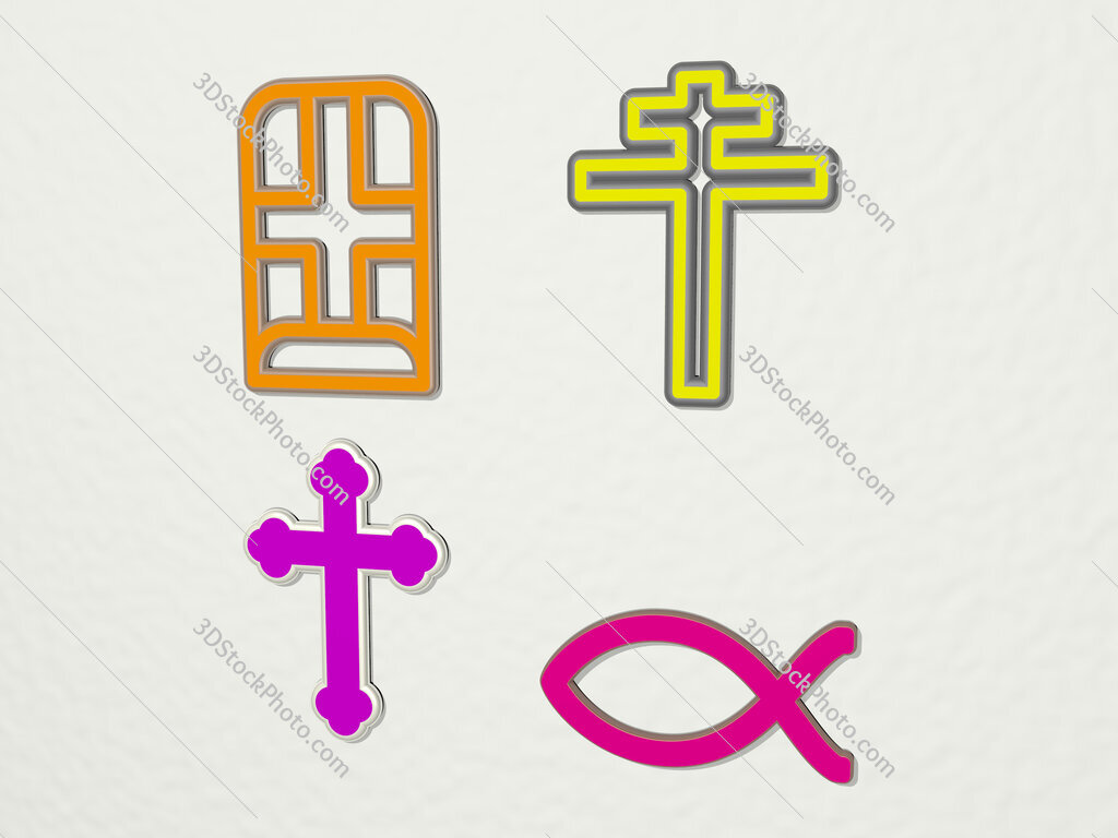 christian 4 icons set
