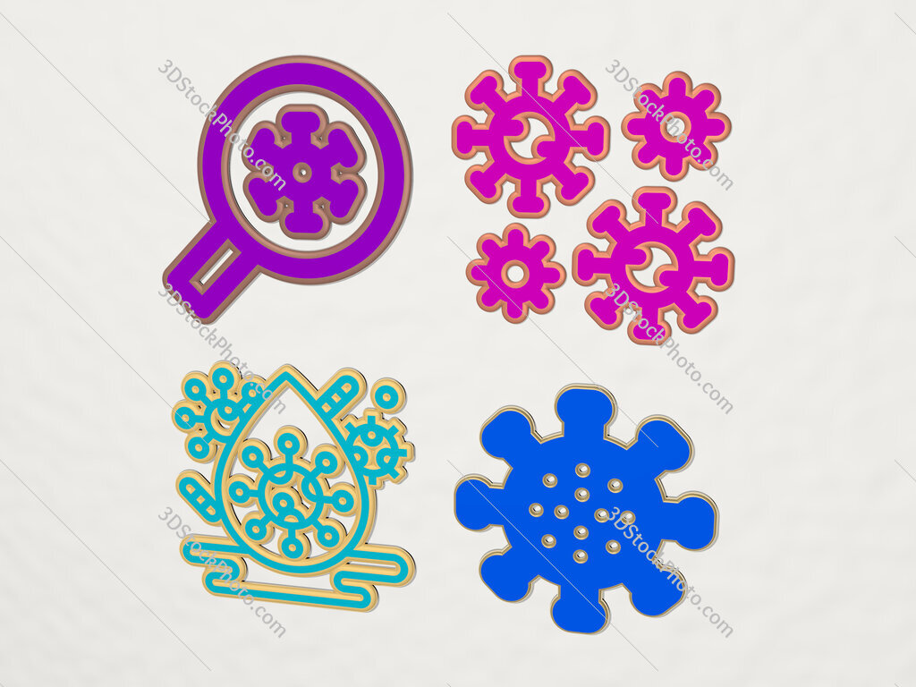 coronavirus 4 icons set