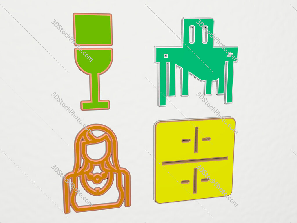 elegant 4 icons set