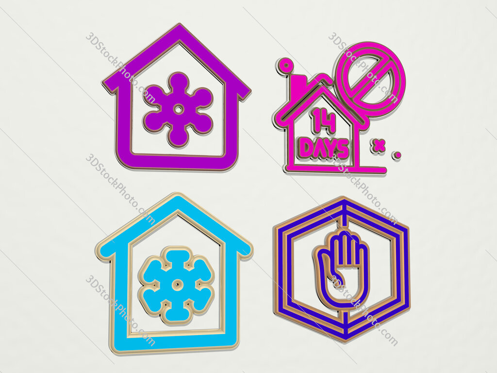 quarantine 4 icons set