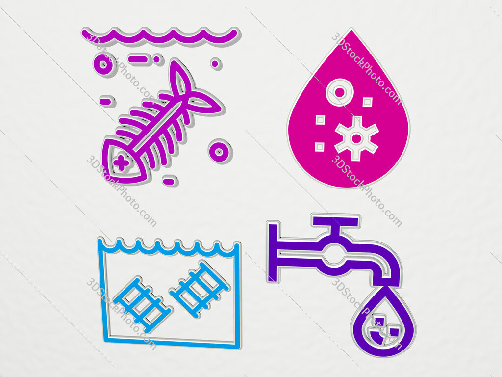 water-pollution 4 icons set