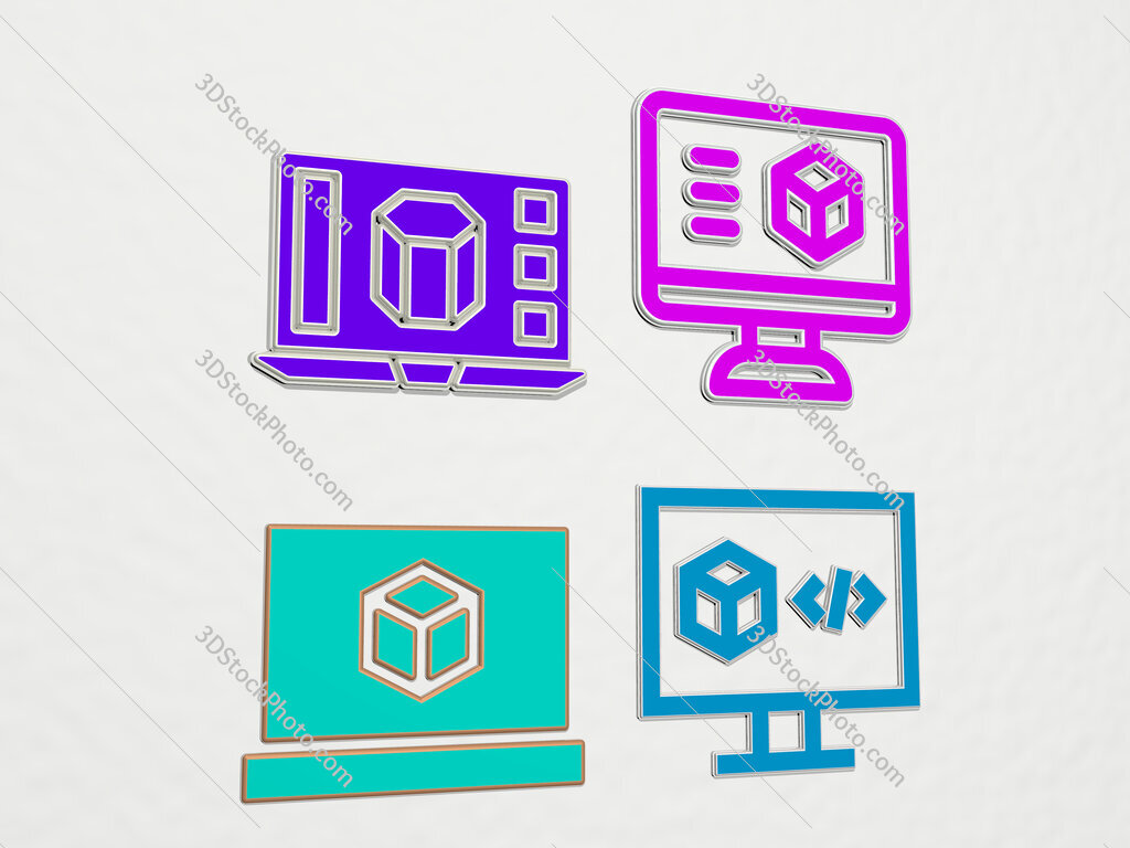 3d-printing-software 4 icons set
