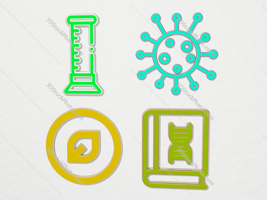 biology 4 icons set