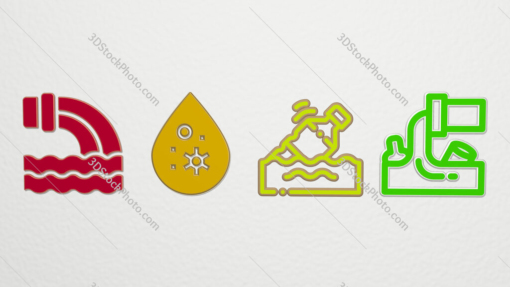 water-pollution 4 icons set