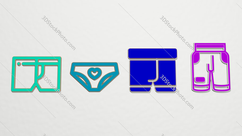 underpants 4 icons set