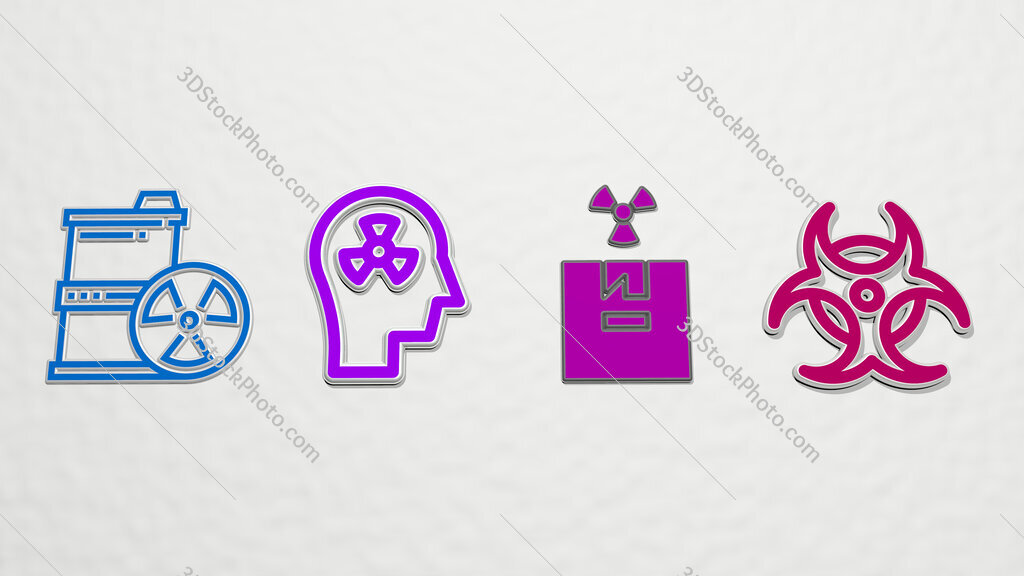 hazardous 4 icons set