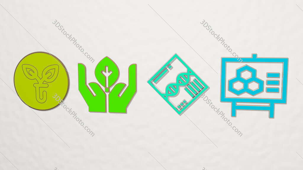 biology 4 icons set