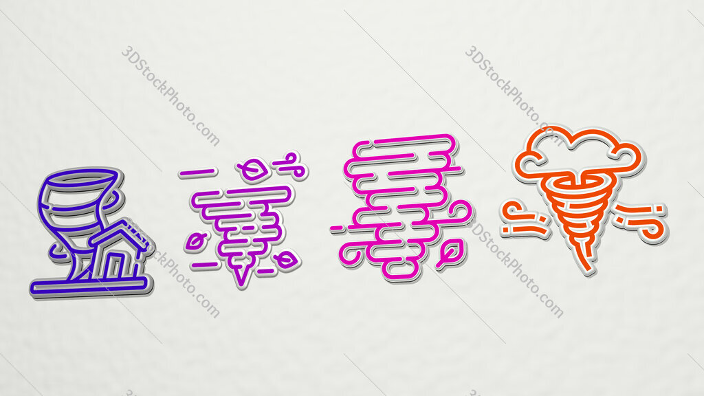 tornado 4 icons set