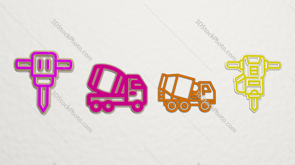 concrete 4 icons set