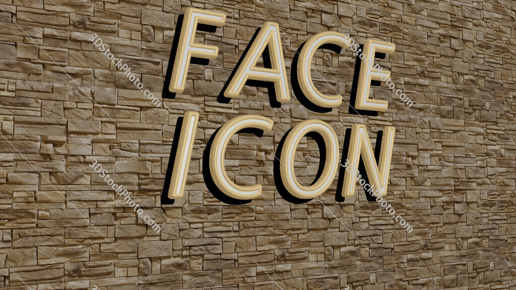 face icon text on textured wall