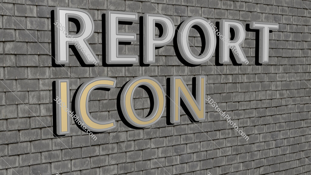 report icon text on textured wall