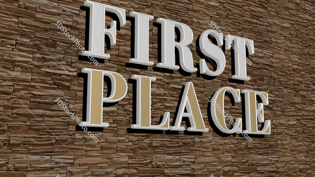 first place text on textured wall
