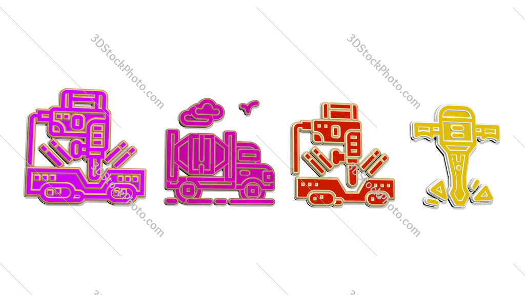 concrete 4 icons set