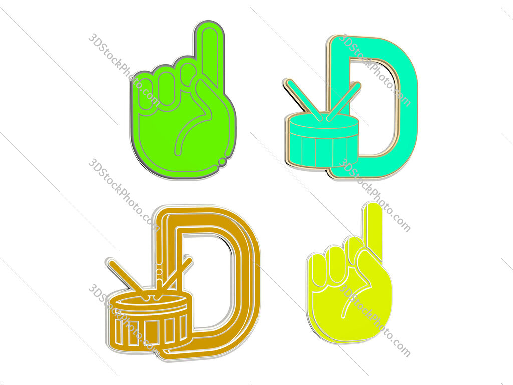 letter-d 4 icons set